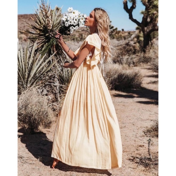 SOLD OUT Cream Gauze Boho Raw Hem Button Maxi Dress - Picture 5 of 11